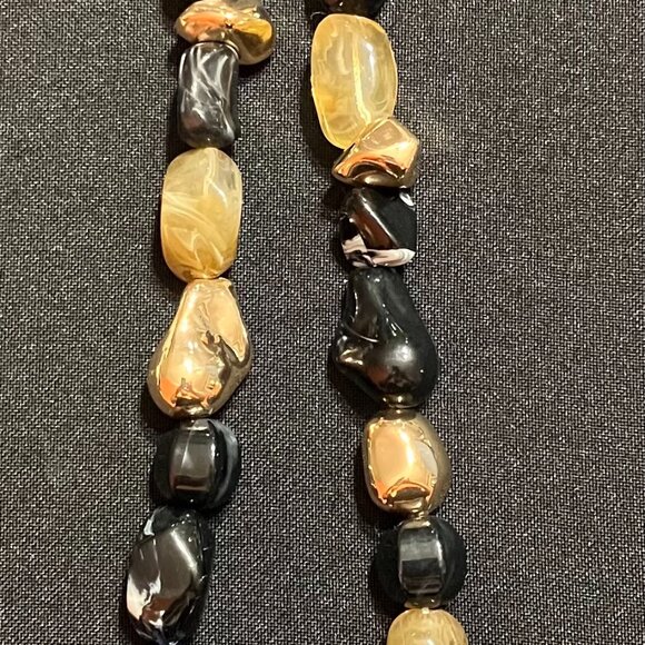 Chunky Gold,Blue,Clear Rock Beads 18” Necklace - Picture 2 of 3